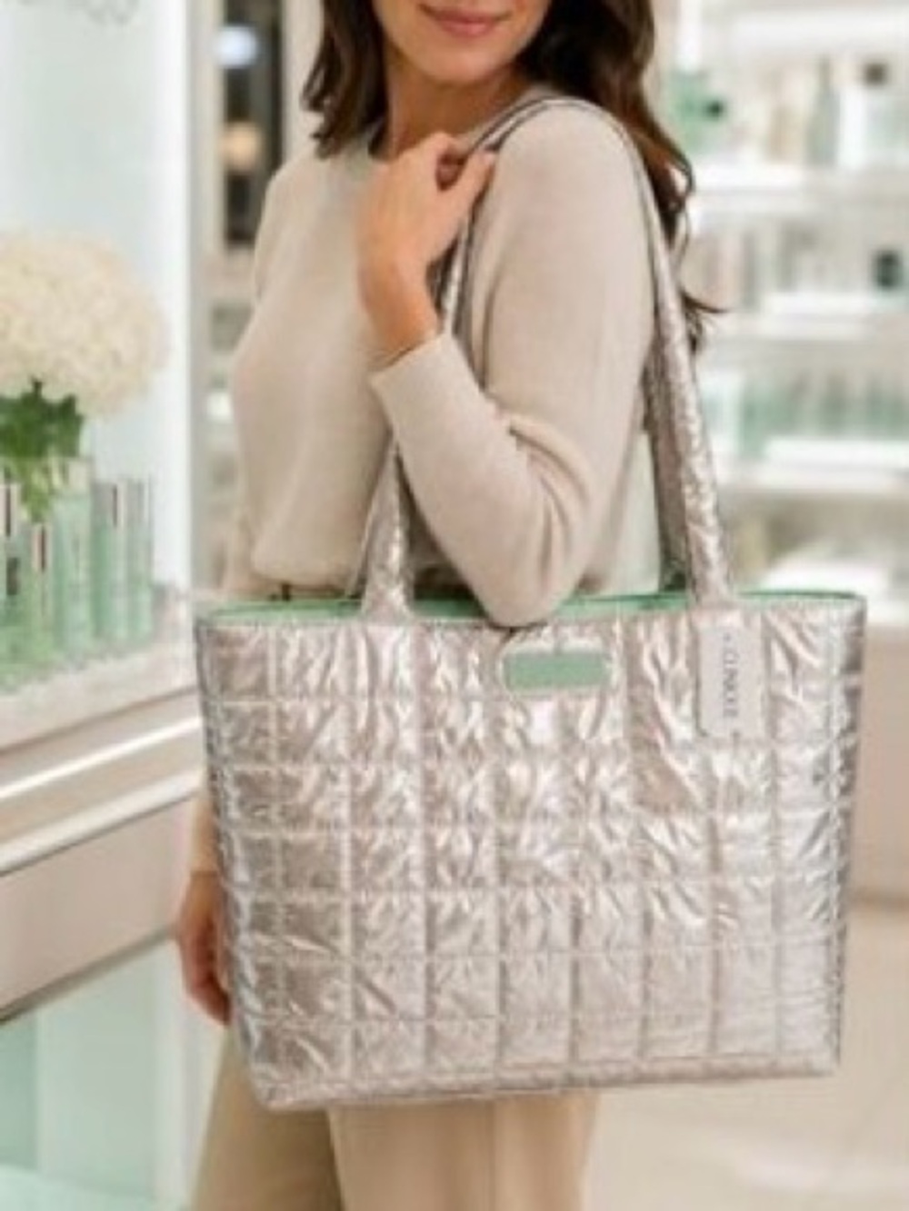 Clinique Silver Tote Bag
